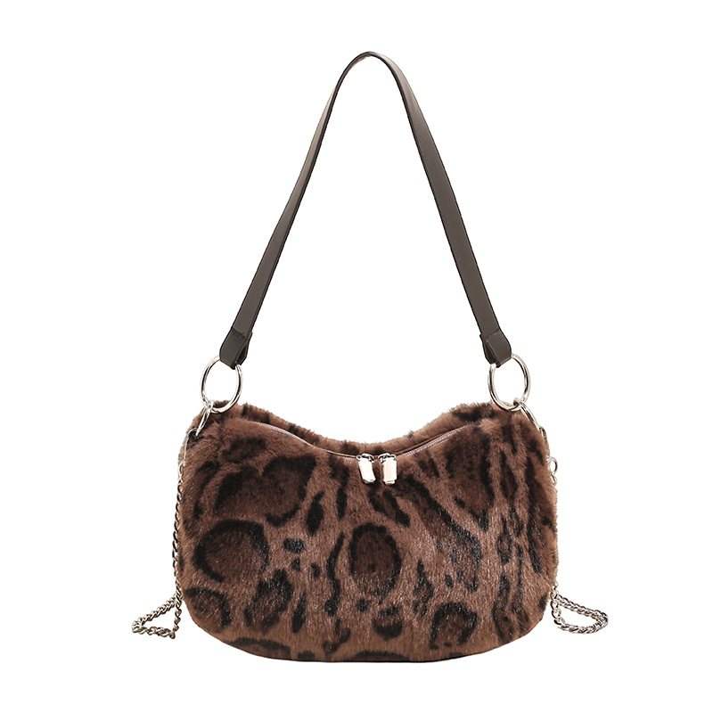 Bolso de lana para mujeres 2025, nuevo otoño y invierno bolso de cadena de lana estriado bolso de nicho de diseño de hombro bolso axilar