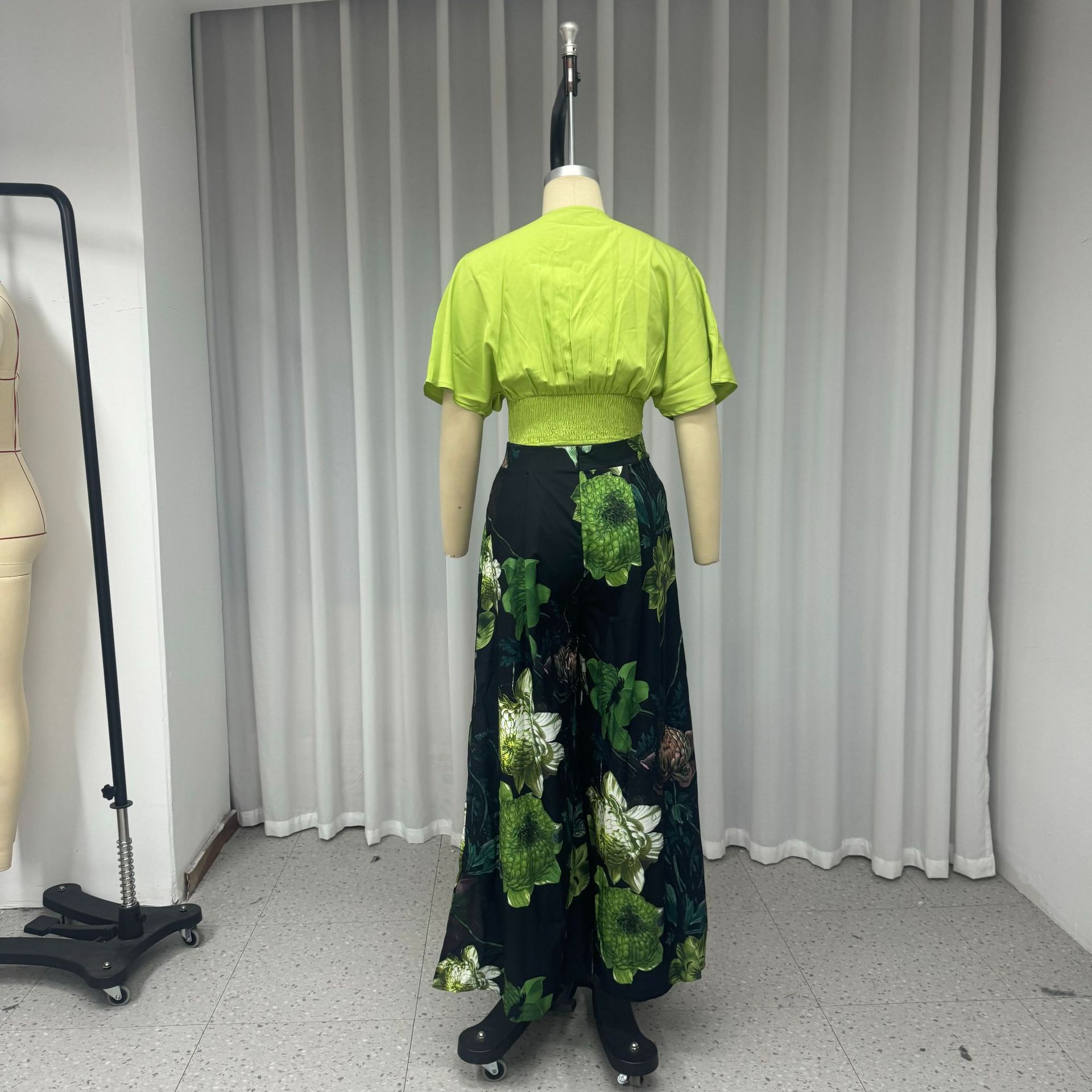 Women Casual V neck Loose Printed Two Piece Sets