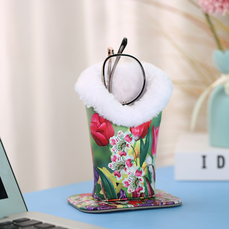 Multifunctional Storage Glasses Holder with Plush Lining, Magnetic Base, Pu Leather Fabric Glasses Display Stand Multifunctional Storage Glasses Holder with Plush Lining, Magnetic Base, Pu Leather Fabric Glasses Display Stand