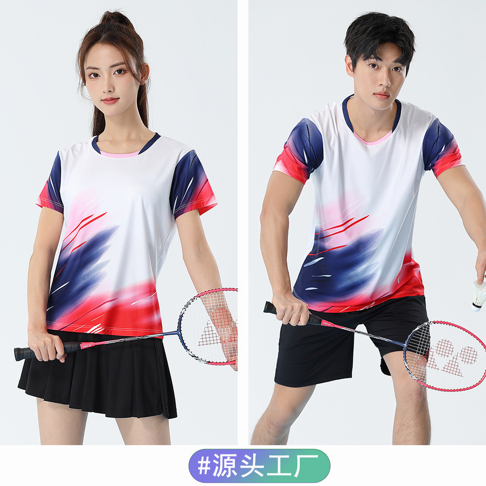 [Eddie Factory Store] Wholesale high-end badminton clothing suit women's tennis table tennis training clothes men's short sleeves