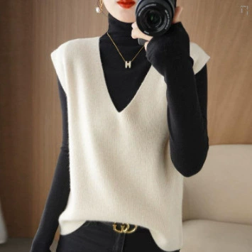 Вязаный жилет женский ранняя осень 2024 новый глубокий V-образный вырез
