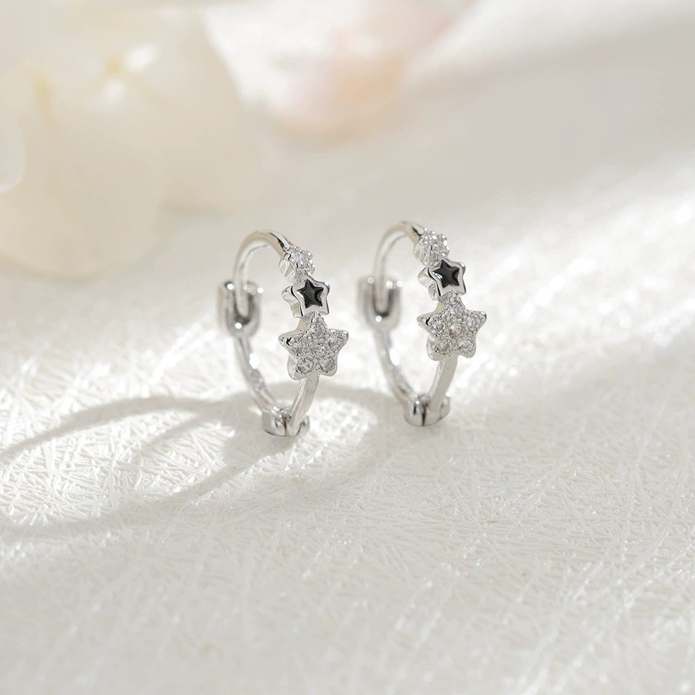 Ювелирные серьги с черным zircon, не тускнеют
