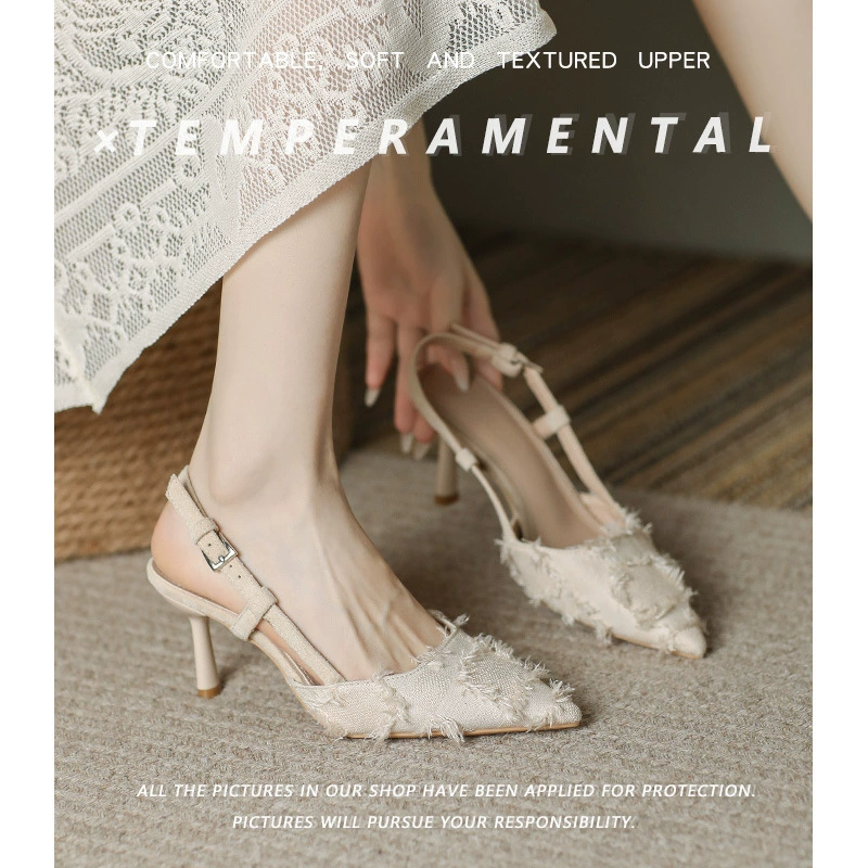 Женские босоножки Баотоу 2025: Новинка лета, элегантные вечерние туфли на шпильке, нежные и свежие летние женские туфли