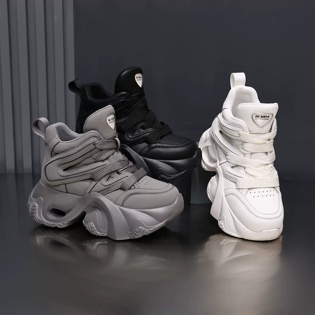 厚底高帮老爹鞋女2025年秋冬新款百搭网红爆款加绒休闲运动鞋