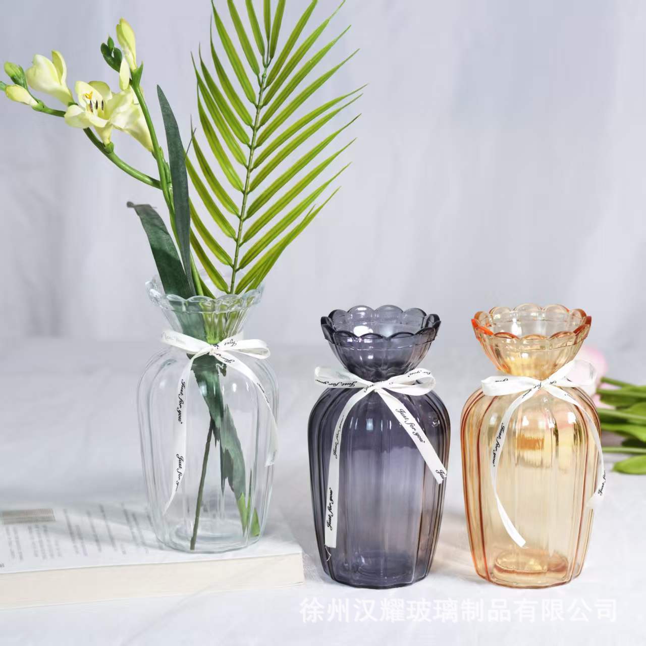 Scandinavian Glass Vase Living Room High-End Small Vase Ornaments Creative Simple Imitation Ceramic Small Fresh Flower Arrangement Vase