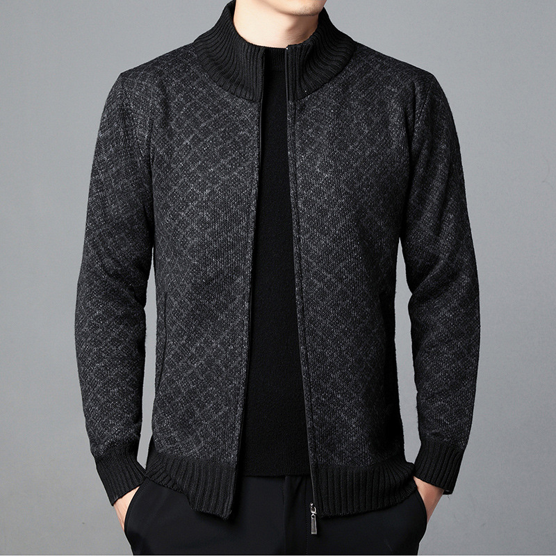 Rebeca transfronteriza medio suéter de cuello alto forrado de lana gruesa abrigo cálido otoño e invierno Nuevo suéter chaqueta de los hombres