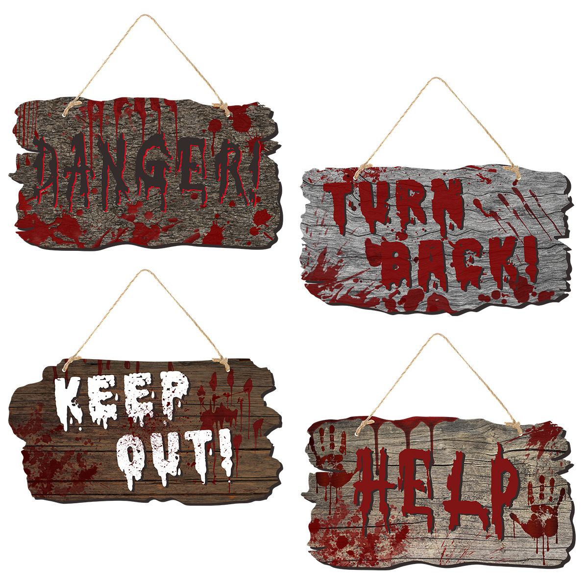Halloween drewniany numer drzwi duch festiwal nawiedzony dom horror atmosfera dekoracja z odciskiem dłoni krwi wiszące personalizacja_voghion.com