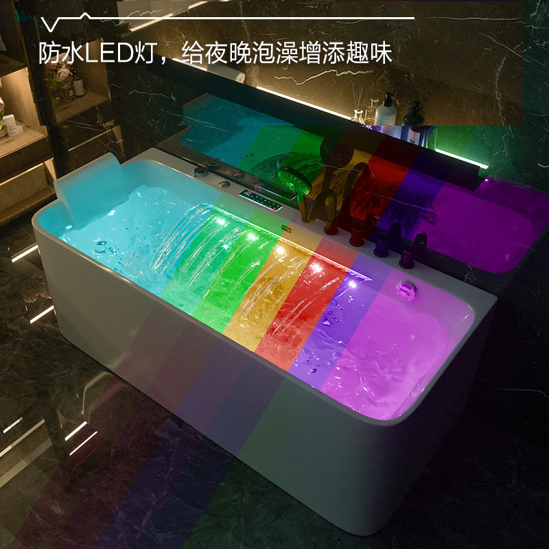 浴缸工厂豪华瀑布浴缸 家装臭氧消毒智能洗澡浴盆 恒温按摩浴缸