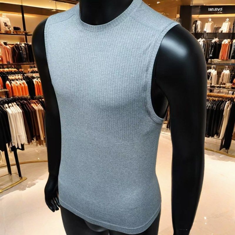 Summer Wide-Shouldered Thin Vest Quick-Drying Fitness Vest Sleeveless T-Shirt Sports Breathable Men's Seamless Jacquard Top