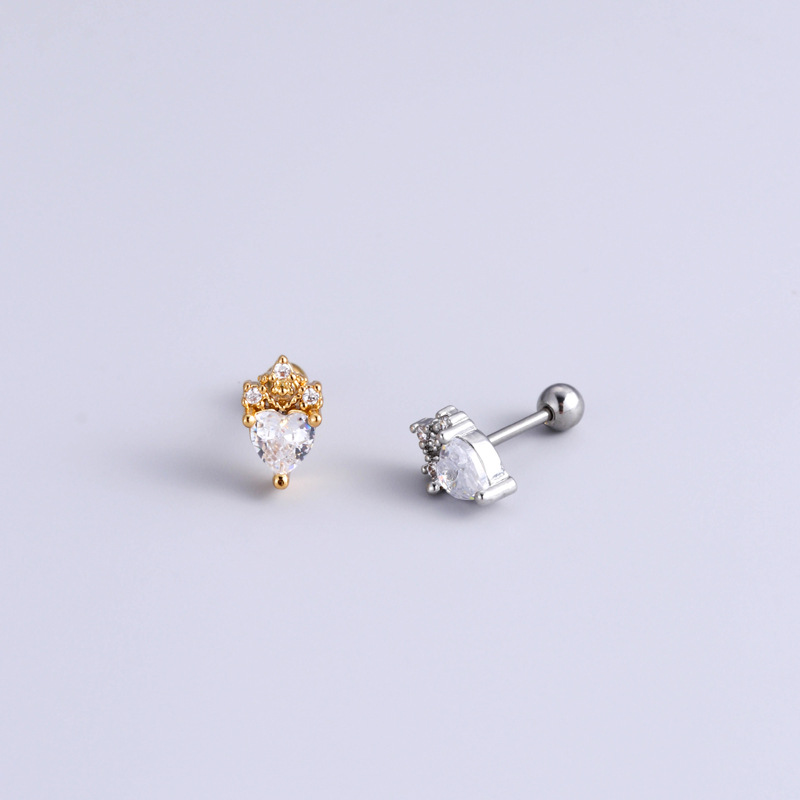 316L Stainless Steel , Copper Material 1 Piece Ear Cartilage Rings & Studs Fashion Devil'S Eye Flower 316L Stainless Steel  Copper Inlaid Zircon