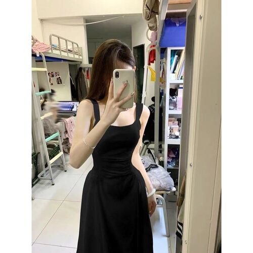 French-style tea party white spaghetti strap dress, summer new, petite body, waist-cinching white mini dress, medium-length skirt