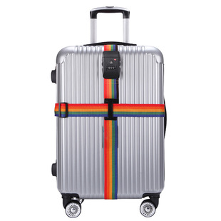 Ready Stock Tsa Cross-Shaped Luggage Strap with Customs Code Lock, Reinforced Strap for Checked Luggage When Traveling Abroad, Anti-Theft Reinforcement