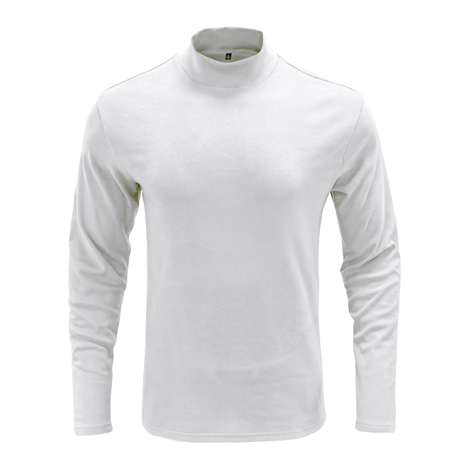 Jesensko-zimske nove moške enobarvne majice z ovratnikom, moške ozke majice z dolgimi rokavi, črno-bele moške majice_voghion.com