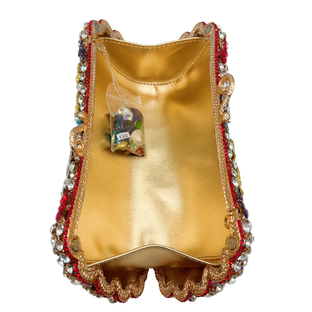 Bolsa de piedra nueva bolsa de cena con diamantes huecos, vestido de lujo ligero, bolso de diamantes de color, bolso de mano para mujeres