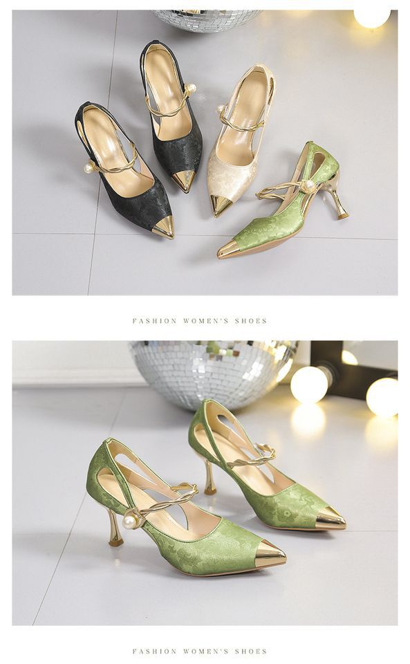 New Chinese-style Pointed-toe High-heeled Shoes, 2025 Summer New Model, With A Slim Heel, Elegant And Sophisticated,_vogvips.com