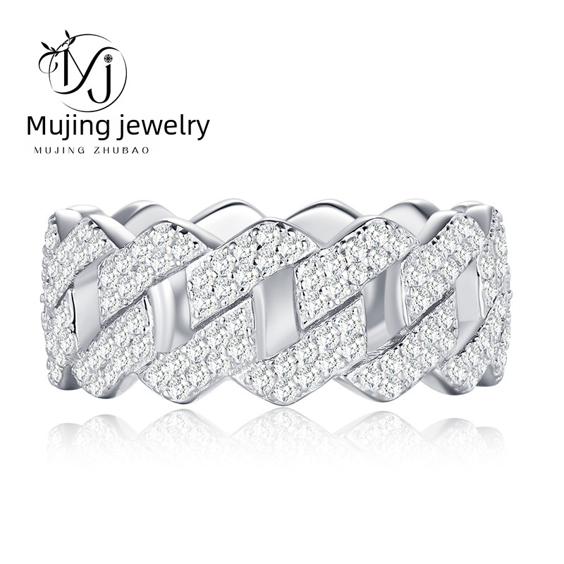 Ring with stone with zircon hip-hop style