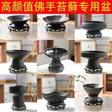 一件代发佛手柑托盘陶瓷花盆客厅中式高脚摆盘苔藓球简约水培花盆