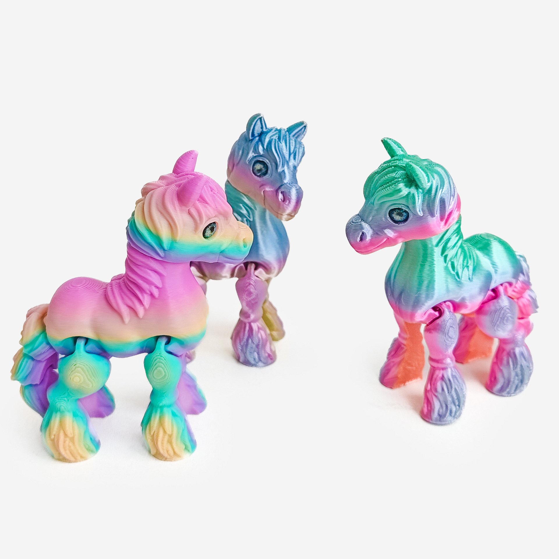 3D Printed Multi-Color Pony with Simulated Eye Joint Activities Year of the Horse Zodiac Figures Toys Ornaments Night Market Wholesale