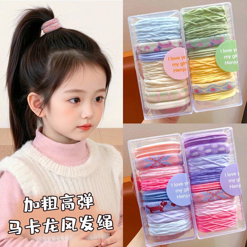 Corda de cabello sin costura de color de la niña, anillo de cabello de color, cuerda de cabeza de alta elasticidad, banda de goma de color caramelo, adornos de cabello duraderos para niños