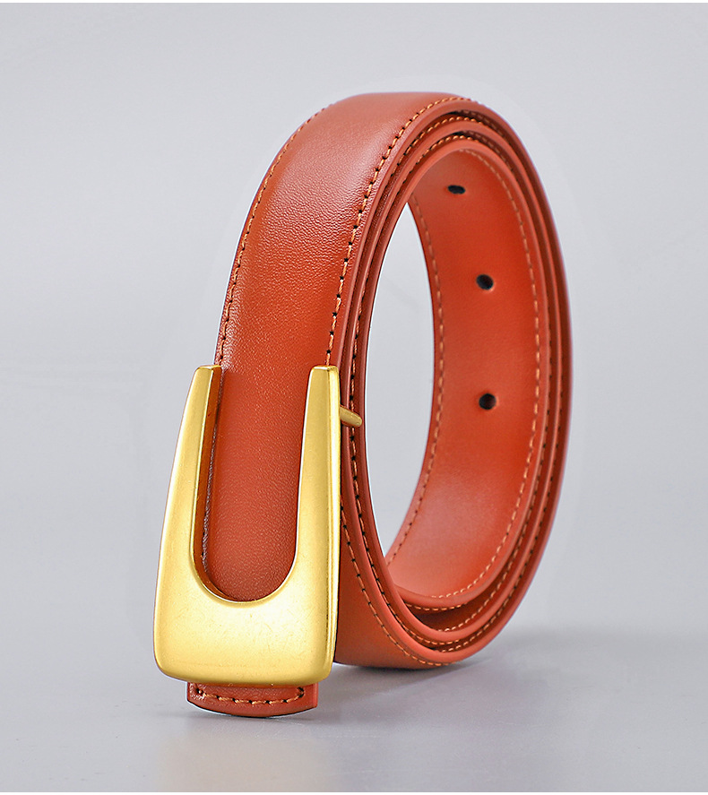 Elegant U Shape Solid Color Alloy Leather Women's Leather Belts display picture 4