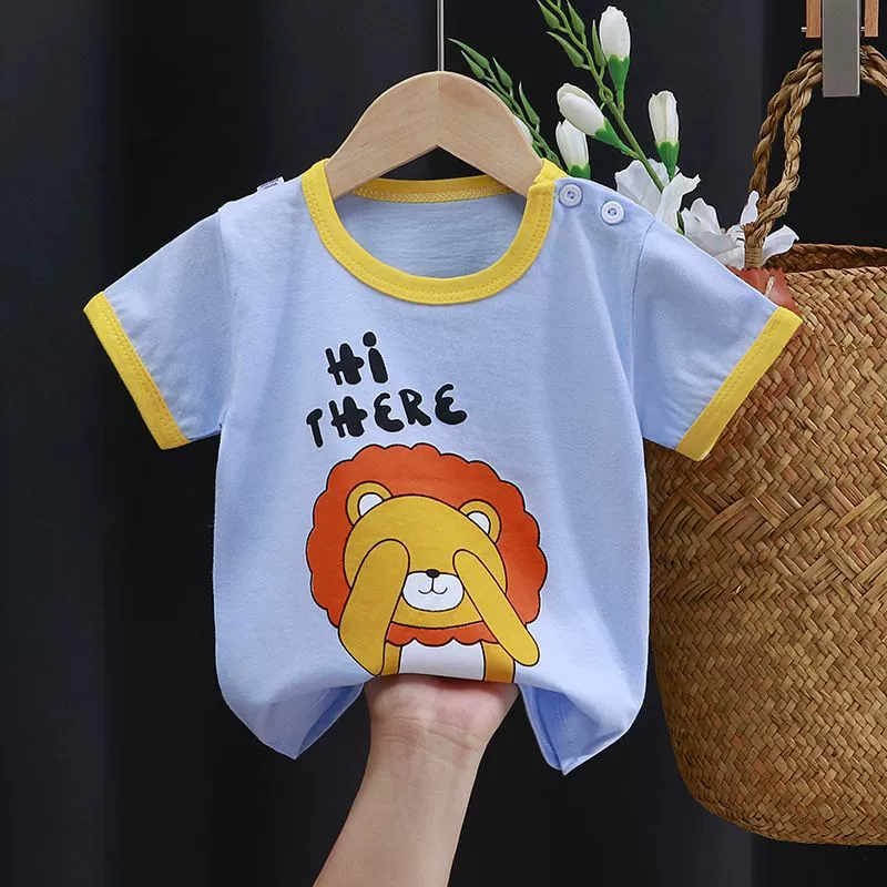 Футболка детская летняя тонкая с коротким рукавом, летняя одежда, 0-5 лет