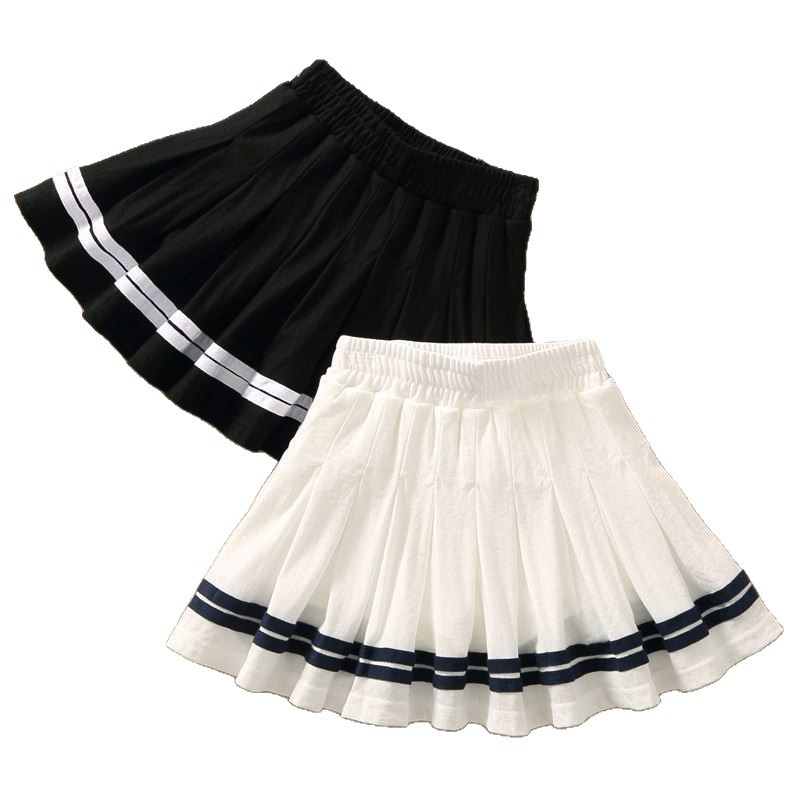 Niñas anti-luz, cuatro estaciones de la escuela de niños, falda de baile a rayas, falda corta de estilo extranjero.