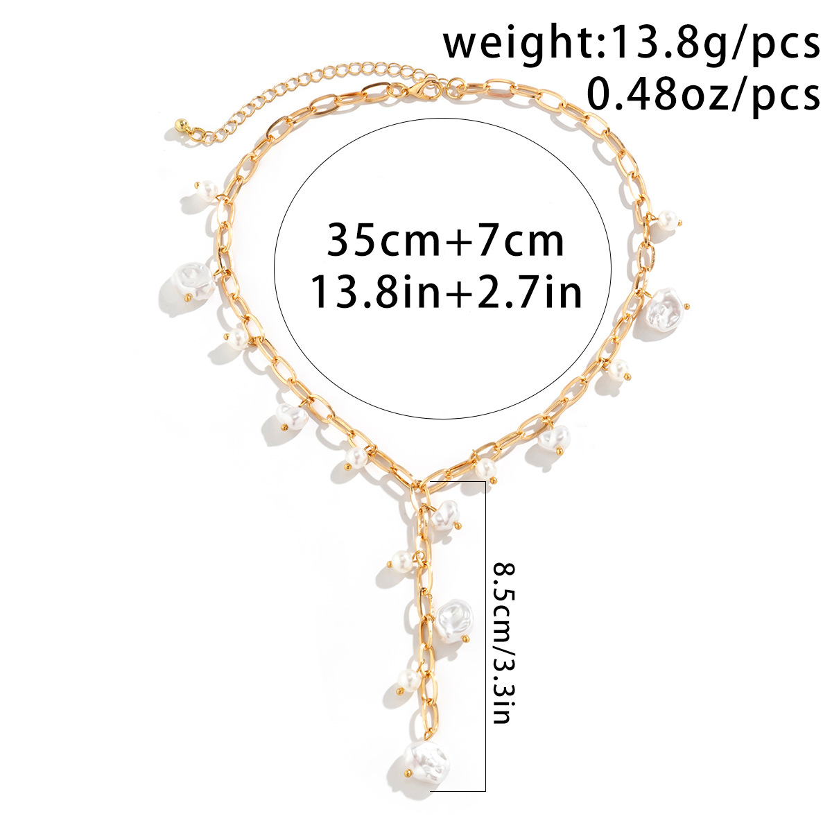 32g Weight Iron Pendant Material Necklace Classification Iron Chain Material 1 Piece Quantity Date, Tea Party Occasion Imitation Pearl, Iron Material Geometric Pattern Women's Gender Plating Design Elegant, Simple Style Style Elegant Simple Style Geometric Imitation Pearl Iron Wholesale Necklace 7