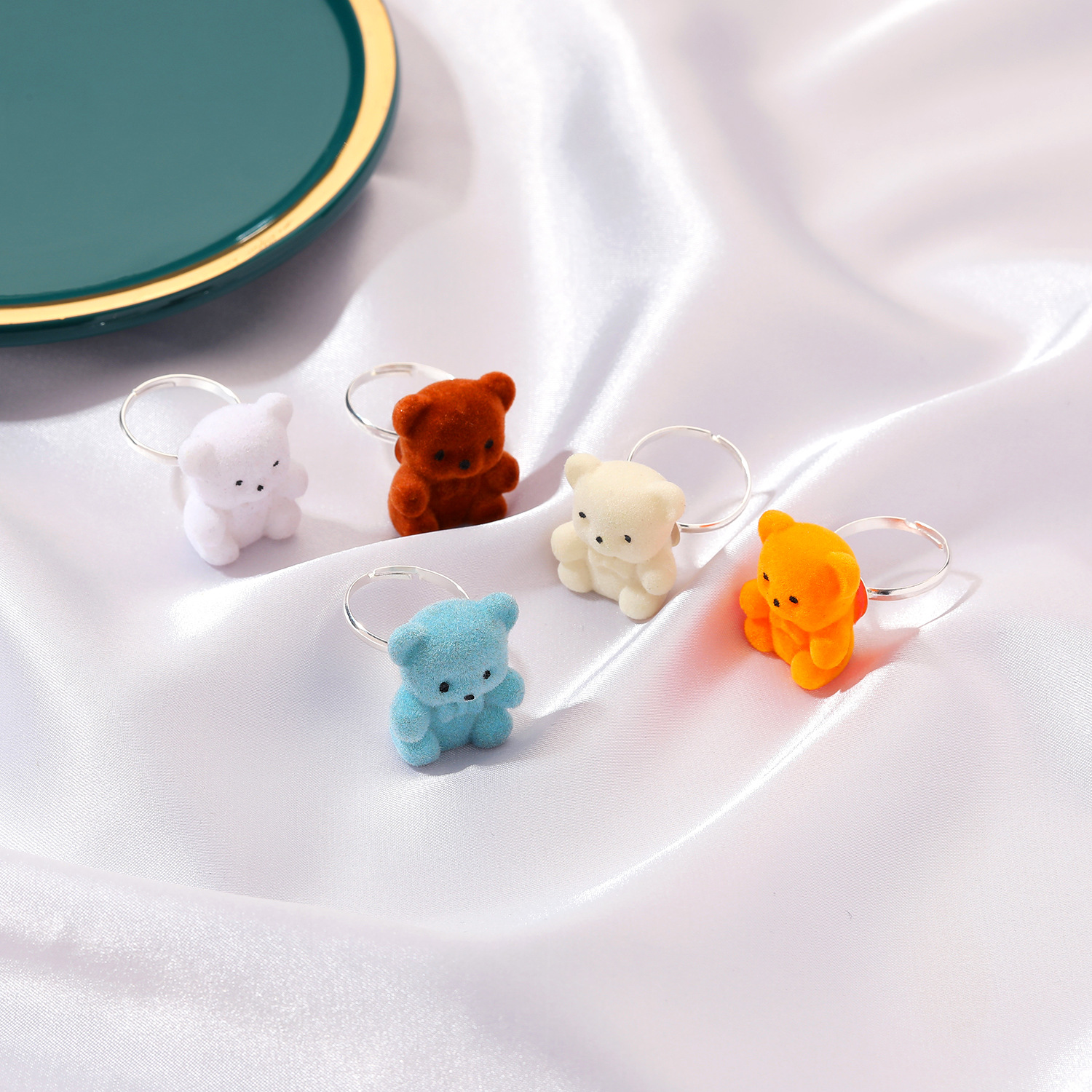 Korean Cute Plush Bear Ring display picture 2