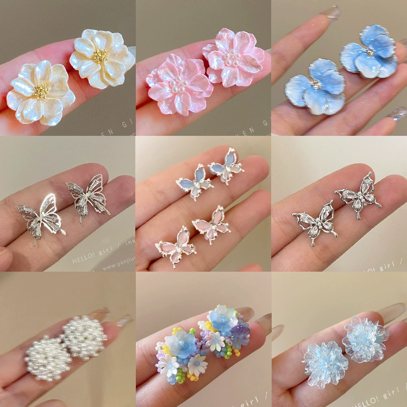 Серебряная игла, серьги, цветок, проба серебра 925, стиль легкой роскоши, микрореставрация