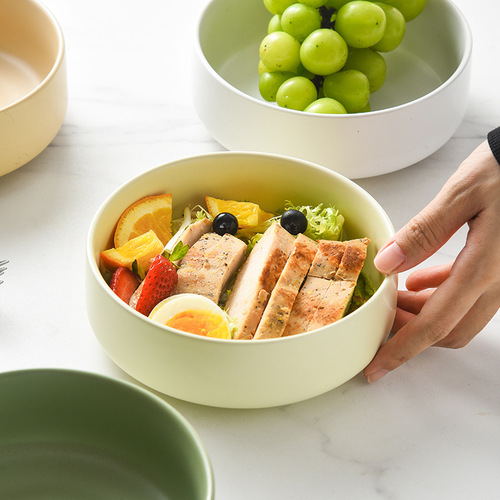 Nordic Bowl Household Pasta Bowl Low-Carb Meal Plate One-Person Ceramic Light Meal Tableware Hotel Restaurant Salad Bowl Round Pot Bowl