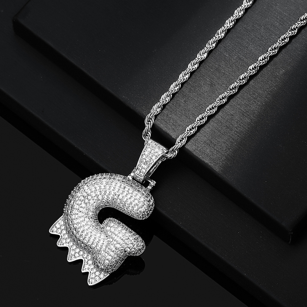 Cross-border hip hop burbuja colgante 26 letras nombre personalizado nicho accesorios de personalidad de zircon para hombres
