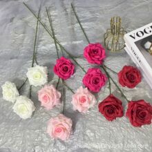 手工绢花仿真玫瑰花家居摆件跨境假花外贸仿真花婚庆装饰针织花