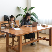 北欧实木餐桌椅组合现代简易家用大板长条吃饭桌工作室原木工作台