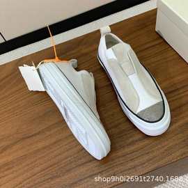 高定2025新款时尚百搭系带德训鞋女一脚蹬阿甘鞋厚底帆布乐福鞋女