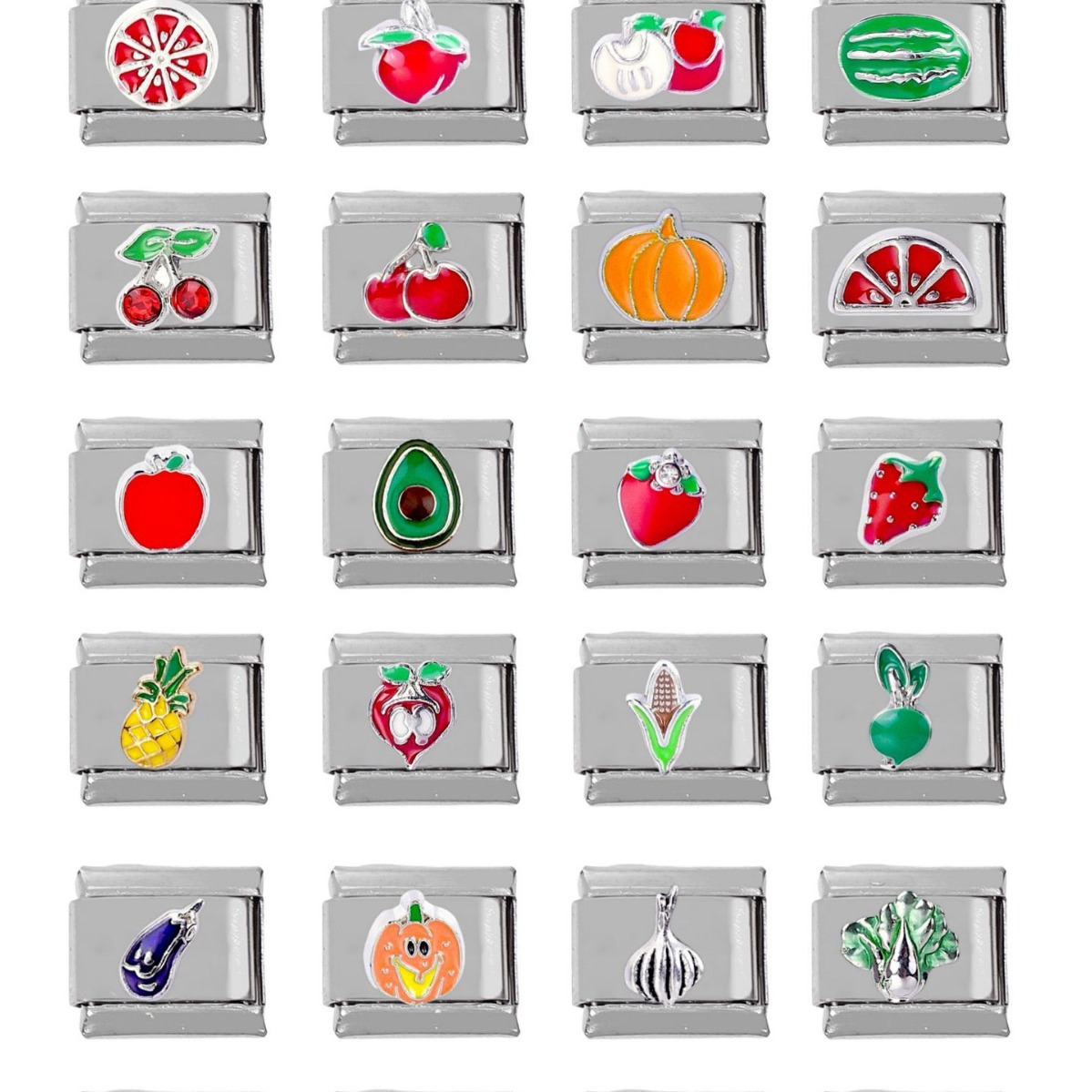 304 stainless steel diy charm bracelet vegetable fruit module italy charms stainless steel elastic bracelet