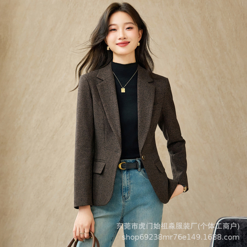 Gray women's blazer 2026 new spring and autumn high-end slim-fit professional interview and commuting formal suit