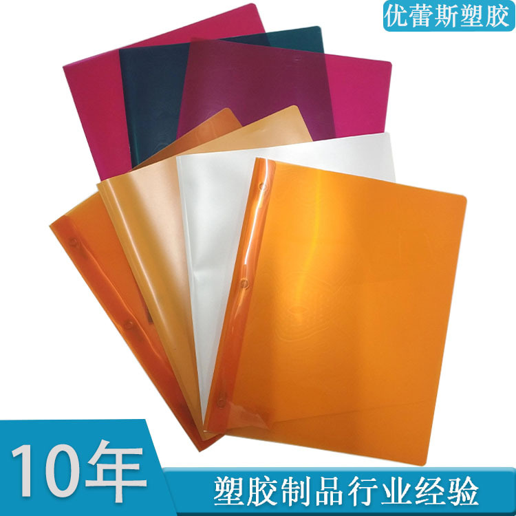 亚马逊PP文件收纳蝌蚪夹A4薄板彩色双袋办公写字文件夹加工批发厂