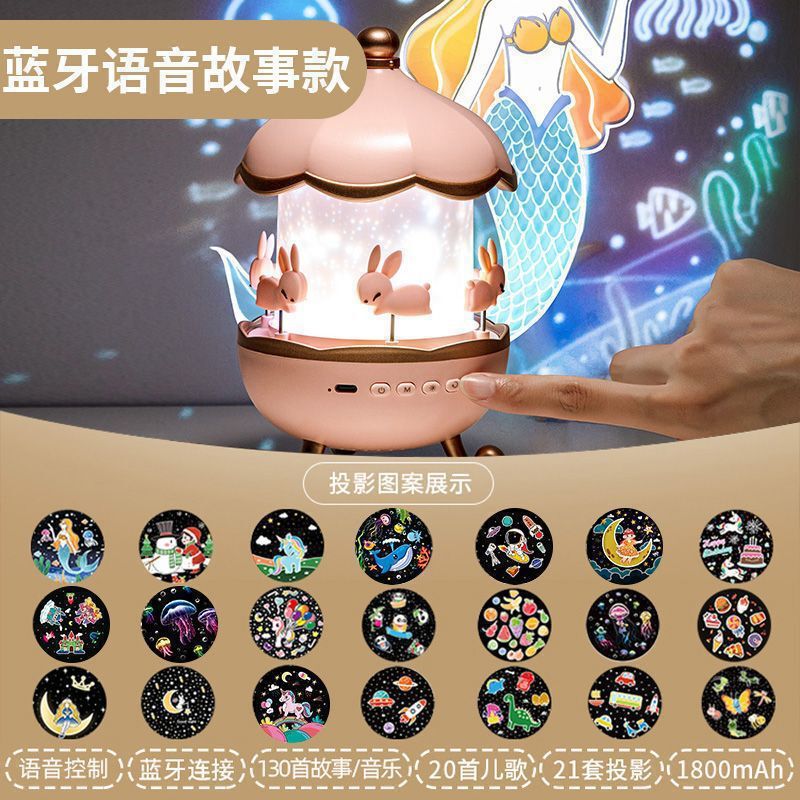 py万火星空旋转小屋投影仪小夜灯卧室灯睡眠满天星儿童房女孩梦幻|undefined