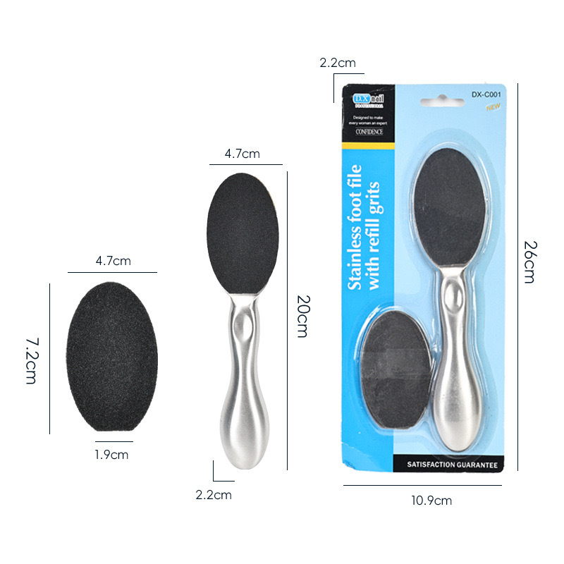 Cuidado de los pies, frotar la piel muerta, frotar los pies, eliminar los callos y la queratina, cepillar los pies de acero inoxidable, frotar los pies de doble cara, papel de lija de repuesto