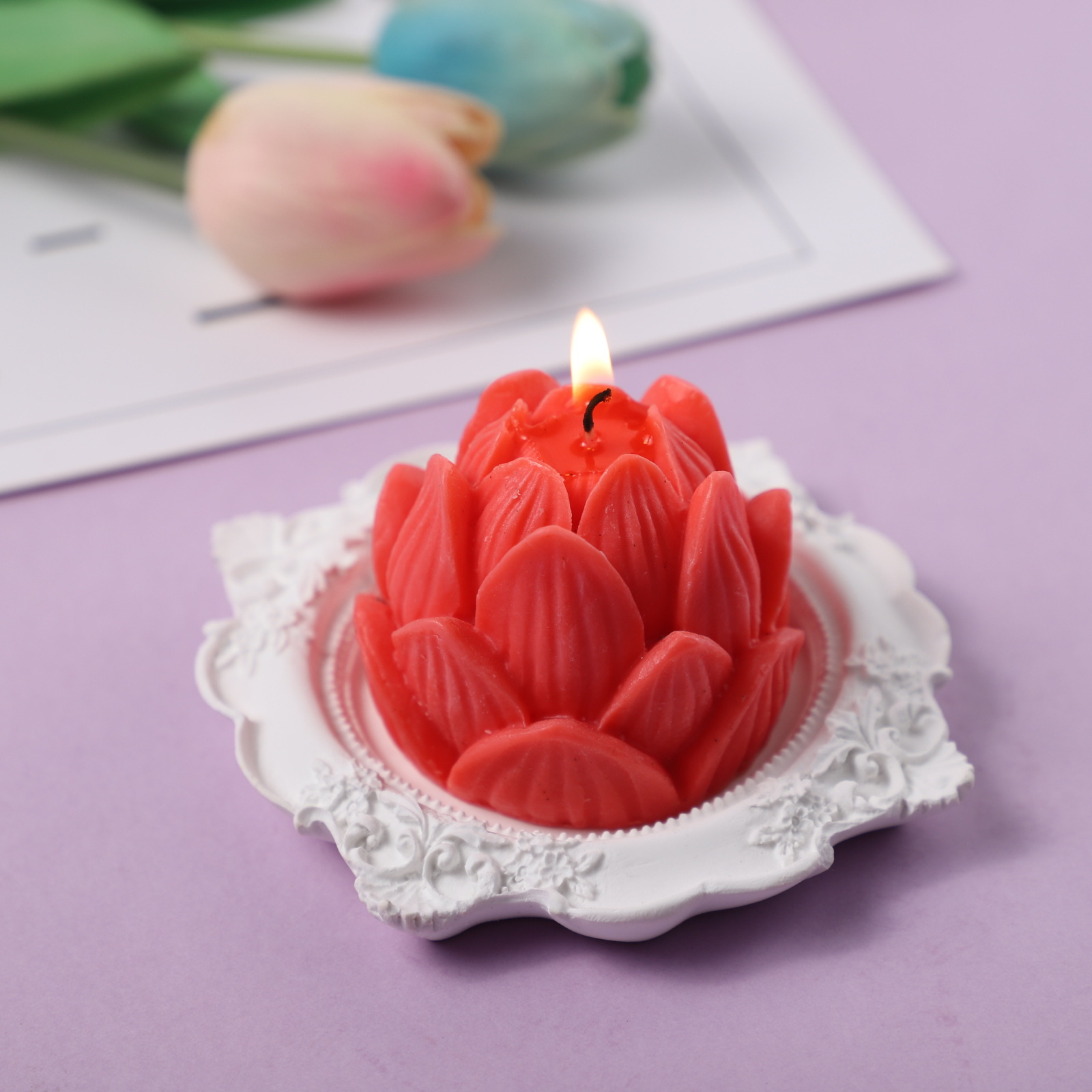 Трехмерный лотос ароматерапия свечи плесень DIY мыло ручной работы креативная выпечка мусс торт силиконовая форма