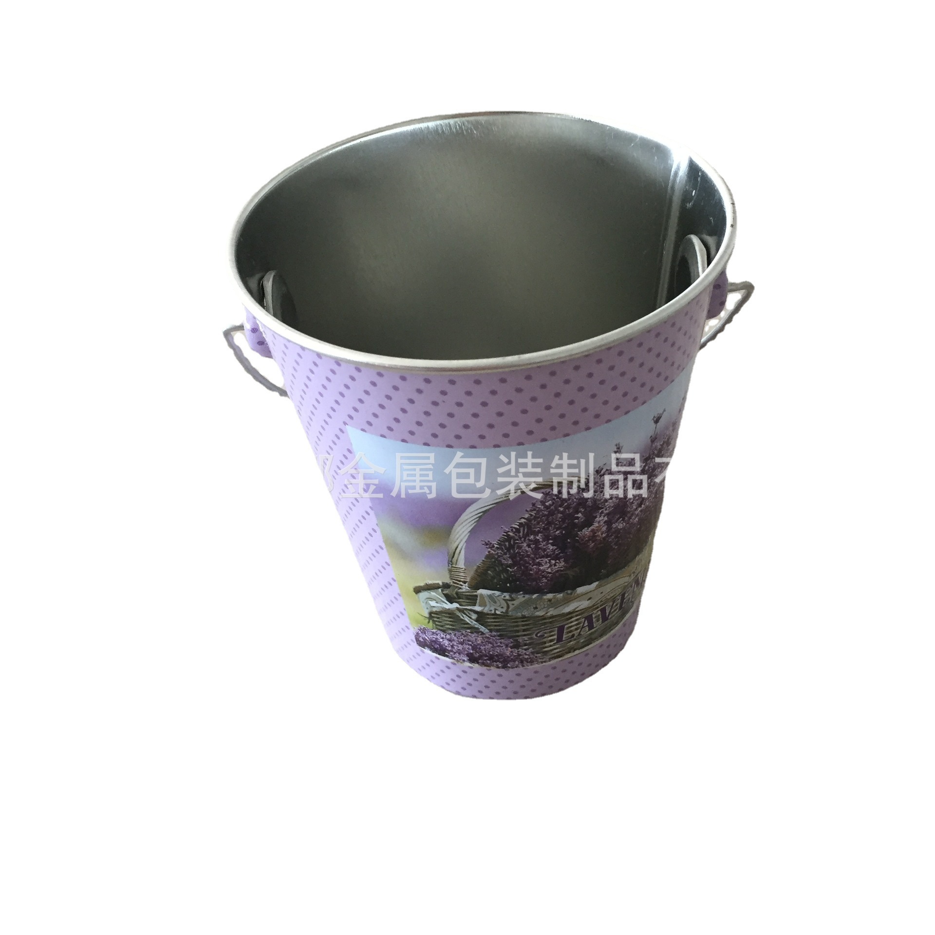 出口级制罐生产厂家生产带提手耳朵小铁桶，卡通锥心马口铁桶