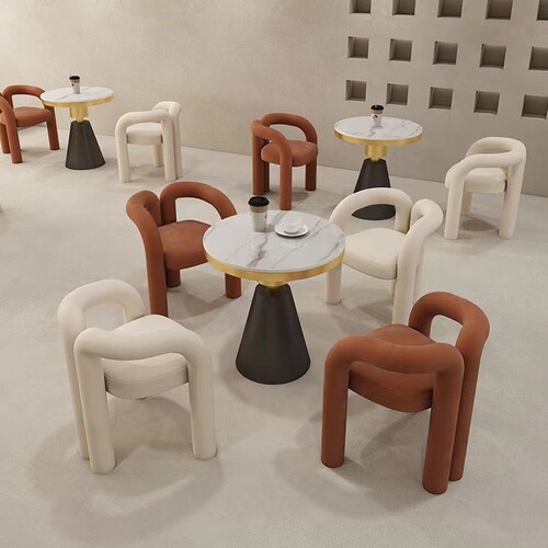 Xiaohongshu New Nail Stool for Home Use, Internet Celebrity Bedroom Vanity Chair, Modern Cream Style Designer Backed Dining Chair