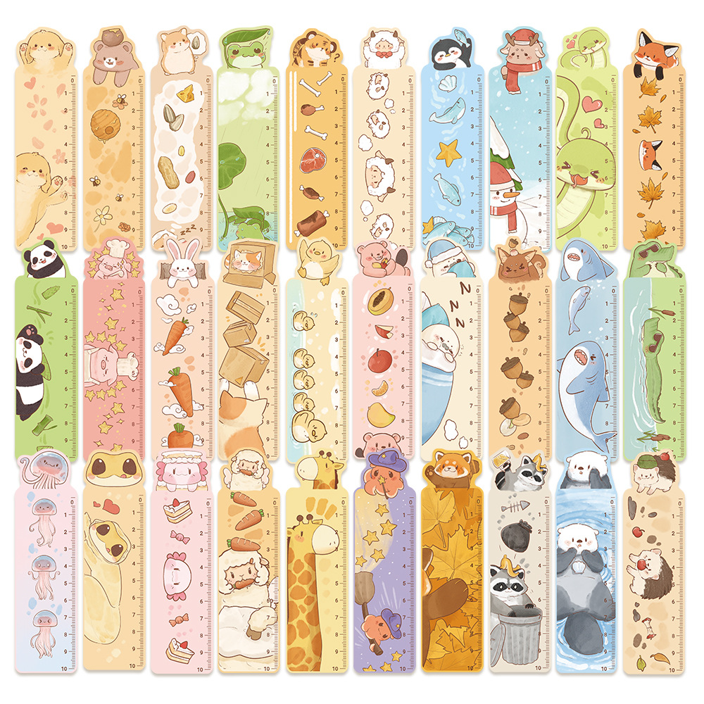 30张动物标尺书签书籍装饰卡阅读标注卡可爱卡通纸质书签diy书夹