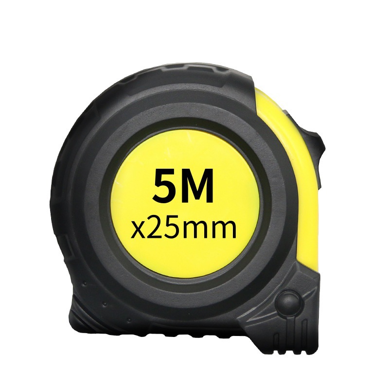 노란색 고무 코팅 줄자 5m x 25mm