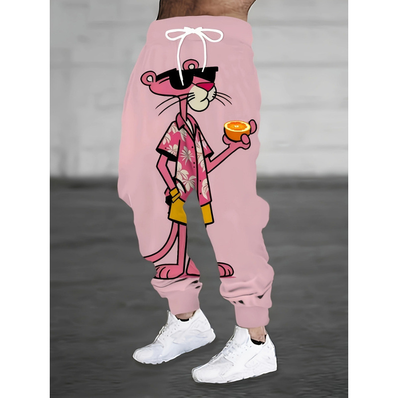 Pink Panther Trendy Casual Sweatpants with Various Personalized Prints, Comfortable Fabric, a Must-Have for Street Fashion, Customizable Pink Panther Trendy Casual Sweatpants with Various Personalized Prints, Comfortable Fabric, a Must-Have for Street Fashion, Customizable