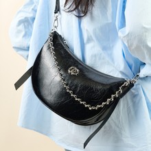 特价新品真皮女包百搭甜美淑女头层爆裂纹牛皮单肩简约气质饺子包