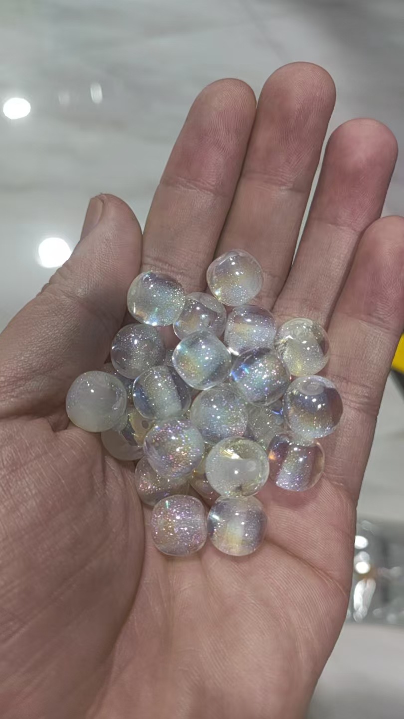 25 caramelos destellan 12MM cuentas de muelle con cuentas brazaletes de bricolaje cadena de teléfono móvil resina transparente accesorios de cuentas de cubo al por mayor image 6