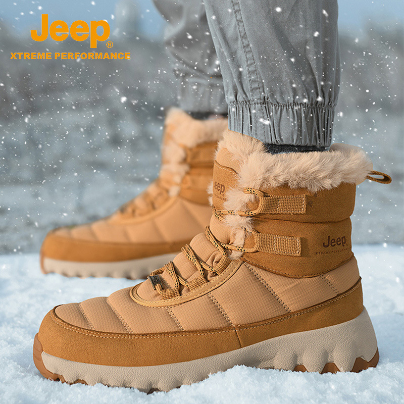 Jeep Waterproof Snow Boots Winter Thickened Cold-resistant Northeast Large Cotton Shoes Thick-soled Warm Martin Boots Same Style for Couple