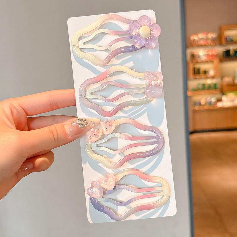 Hermosos clips de cabello nubes gradientes niñas frente cejas rotas clips de cabello BB niñas no lastimar clips de cabello tocado