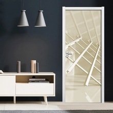 创意3D门贴翻新自粘贴纸装饰卧室客厅墙贴门贴抽象空间柱跨境货源